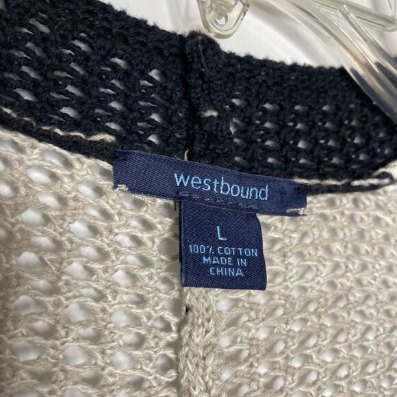 Westbound Wms L Open Front Knit Cardigan Black Gray Ombre Layering Casual Boho - Picture 3 of 9